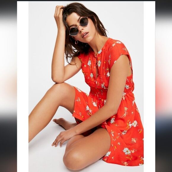 Free people greatest day smocked ruched button front dress XS - Picture 2 of 11